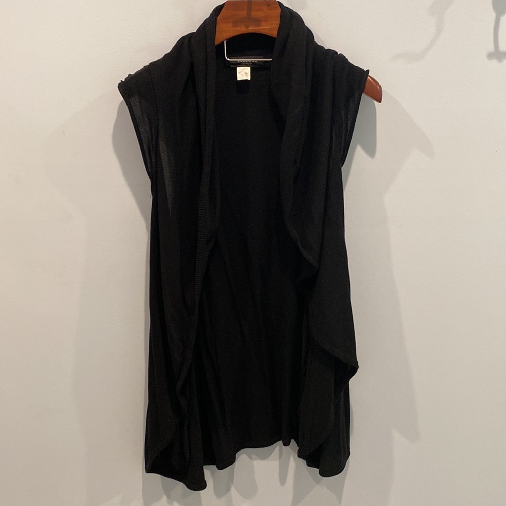 Talbots black cap sleeve long open cardigan